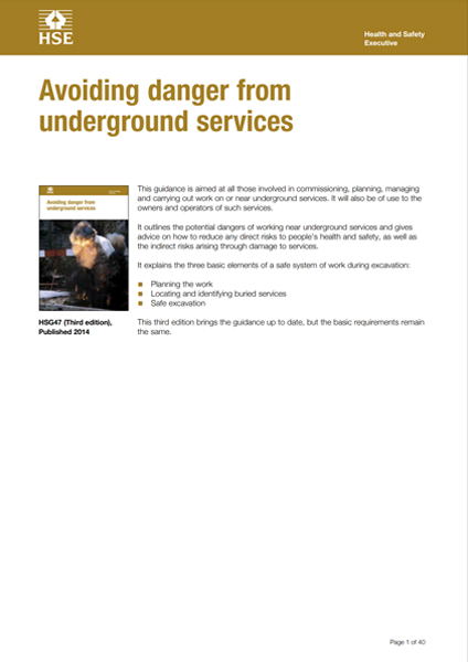 HSG47 HSE Avoiding Danger From Underground Services PDF Download